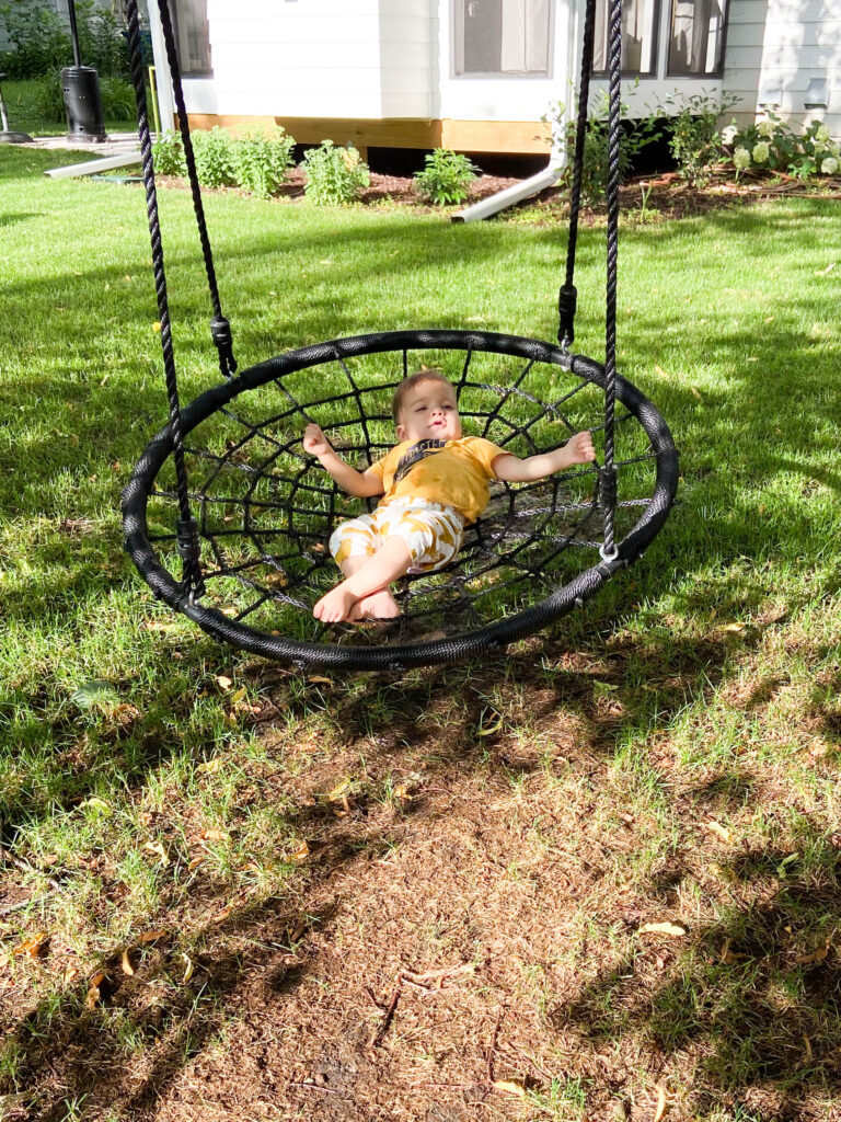 Baby in a tree swing