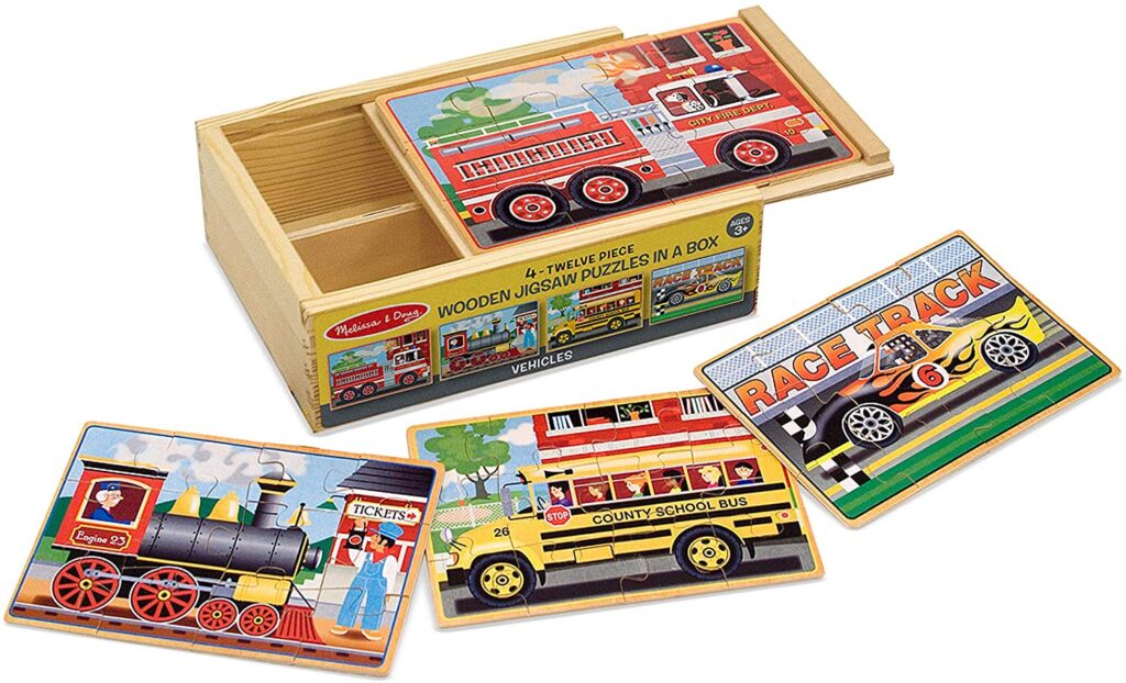 Melissa & Doug Wooden Jigsaw Puzzles in a Box - Vehicles