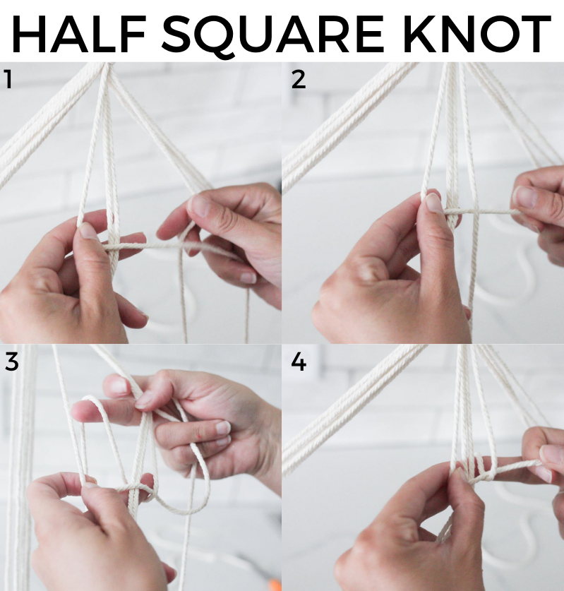 How to make spirals in a macrame plant hanger doing a half square knot