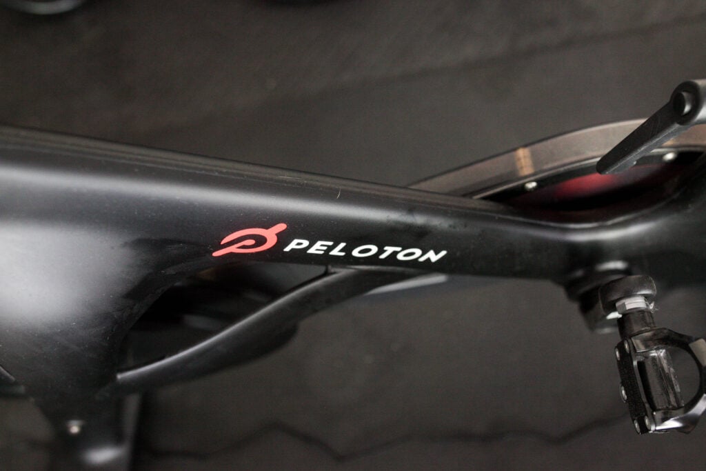 Close up of Peloton bike