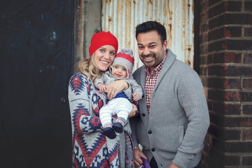 Family in comfortable sweaters