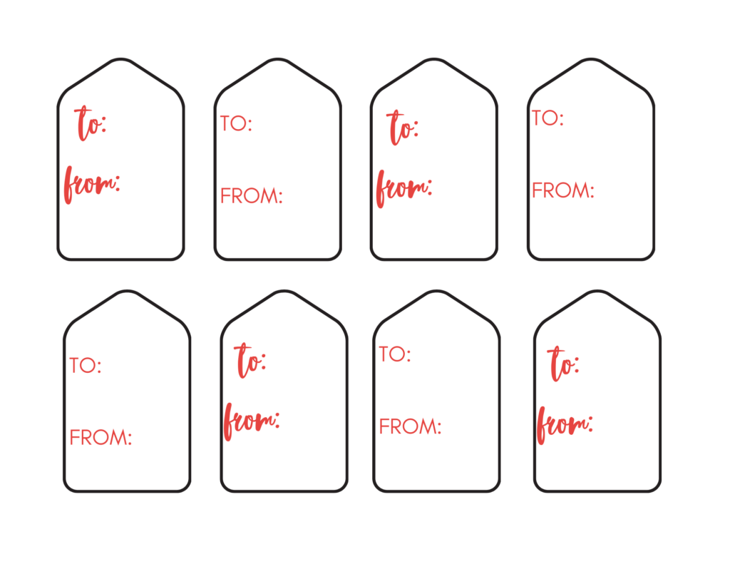 Red and white printable tags