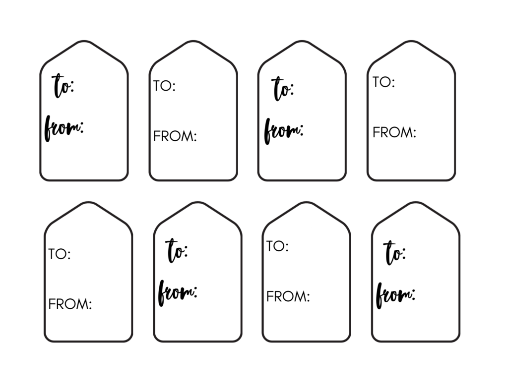 Black and white printable tags