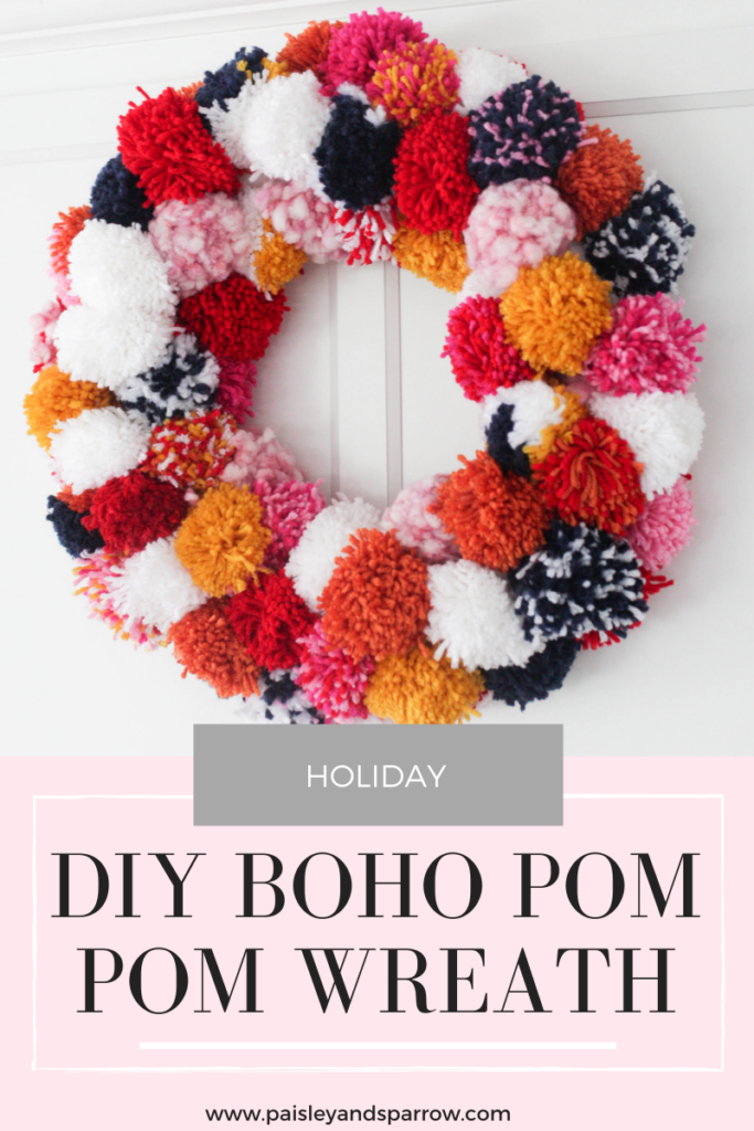 DIY boho pom pom wreath