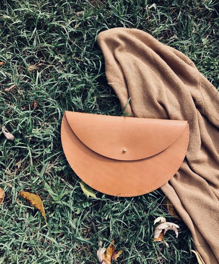 Leather half moon bag