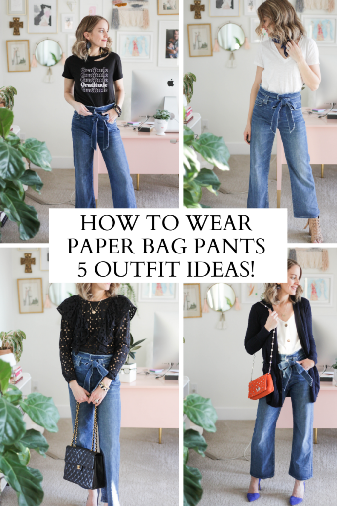 5 outfit ideas for paper bag pants