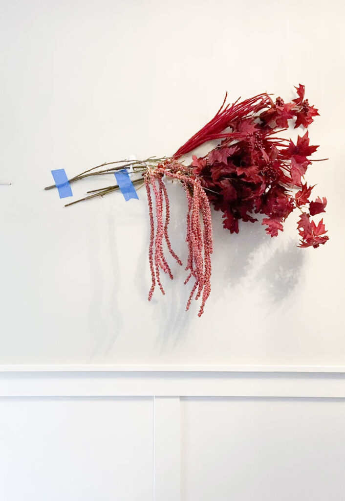 hanging flowers using command hooks and painters tape
