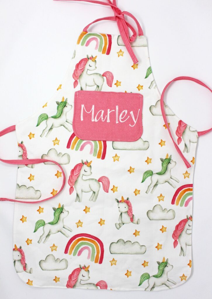 Rainbow and unicorn personalized apron