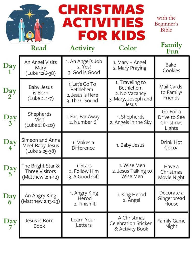 A week of Christmas activities for kids