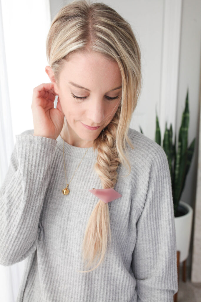 Woman with long blonde braid