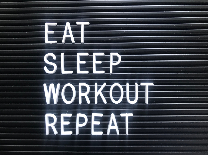 Eat, Sleep, Workout, Repeat letterboard