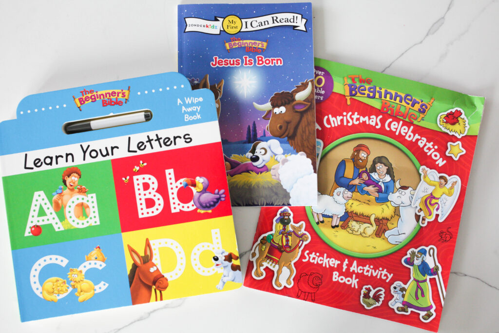 Jesus Is Born book, sticker book and Learn Your Letters book