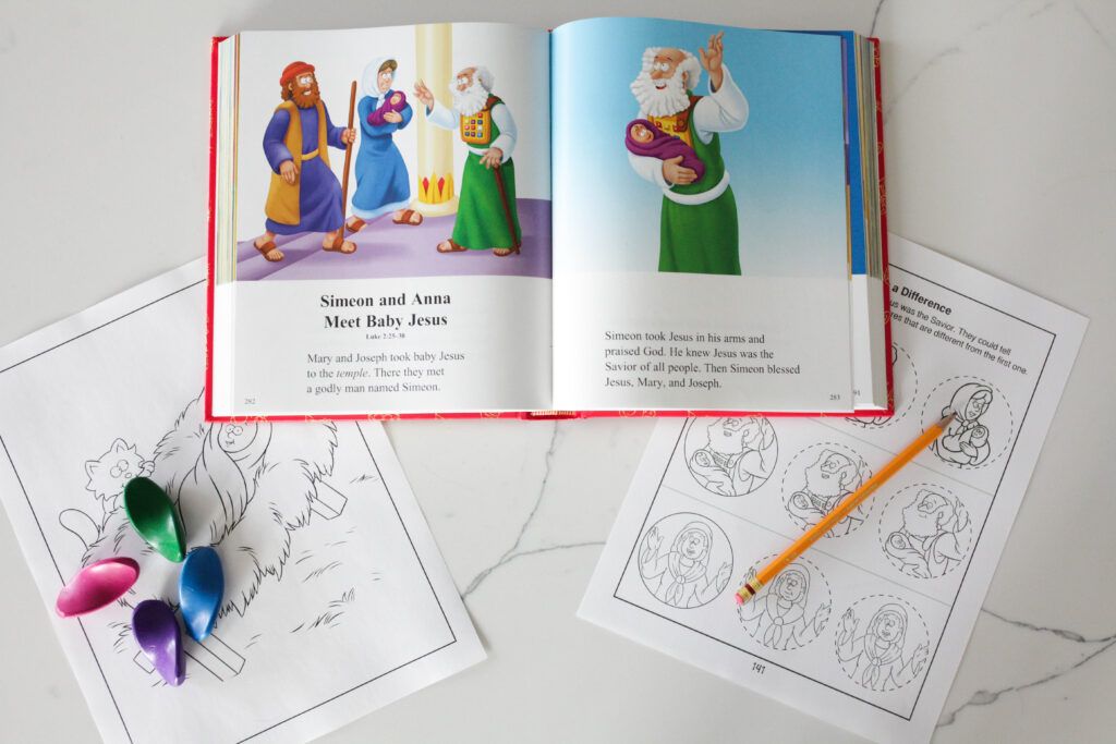 Beginner's Bible with worksheets: Simeon and Anna Meet Baby Jesus