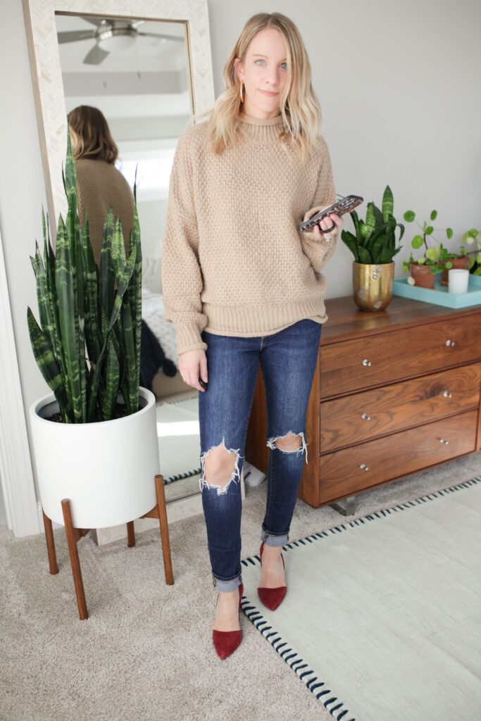 Oversized sweater outlet and skinny jeans