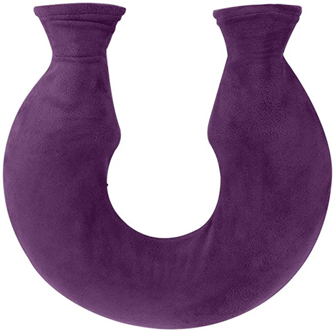 Purple U shaped neck hot water bottle