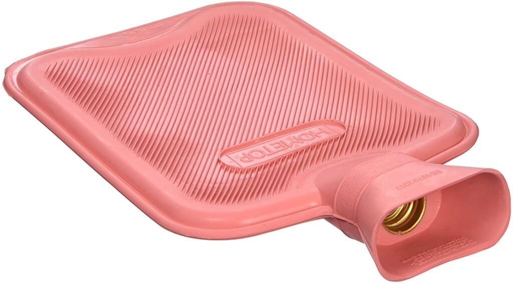 Pink rubber hot water bottle