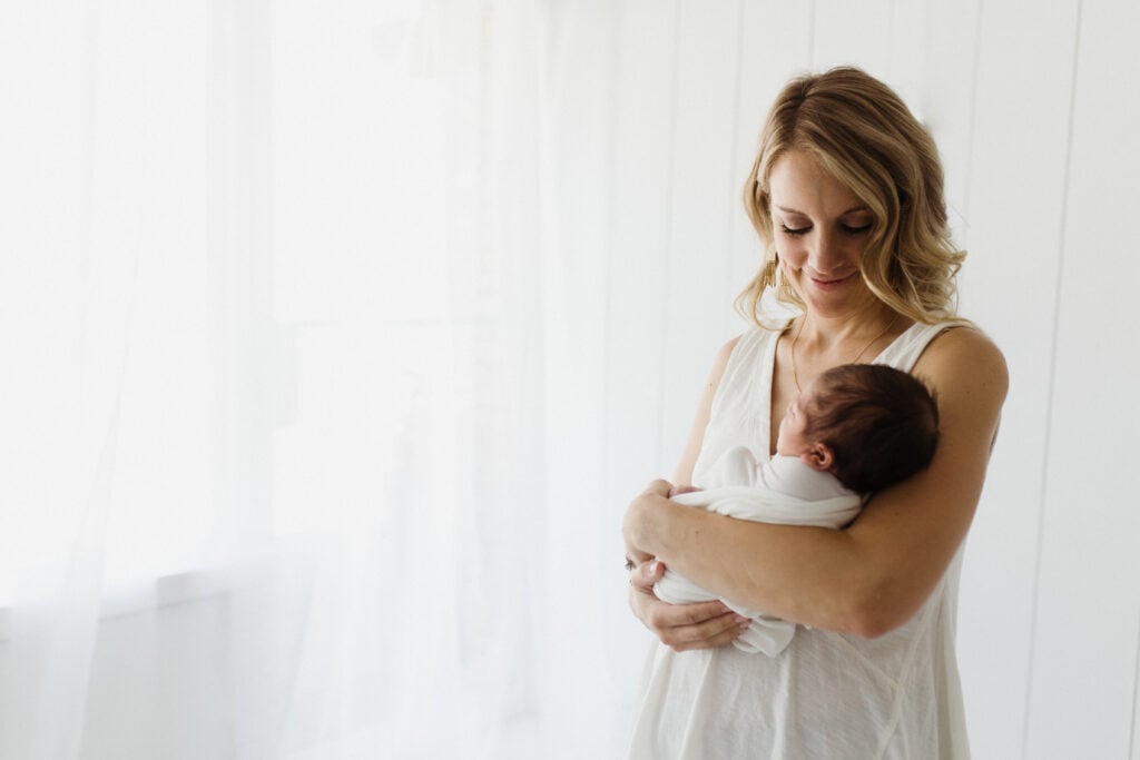 newborn baby and mama