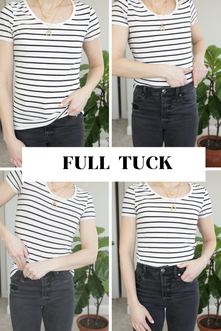 How to Tuck in A Shirt - 4 Easy Tucking Styles - Paisley & Sparrow