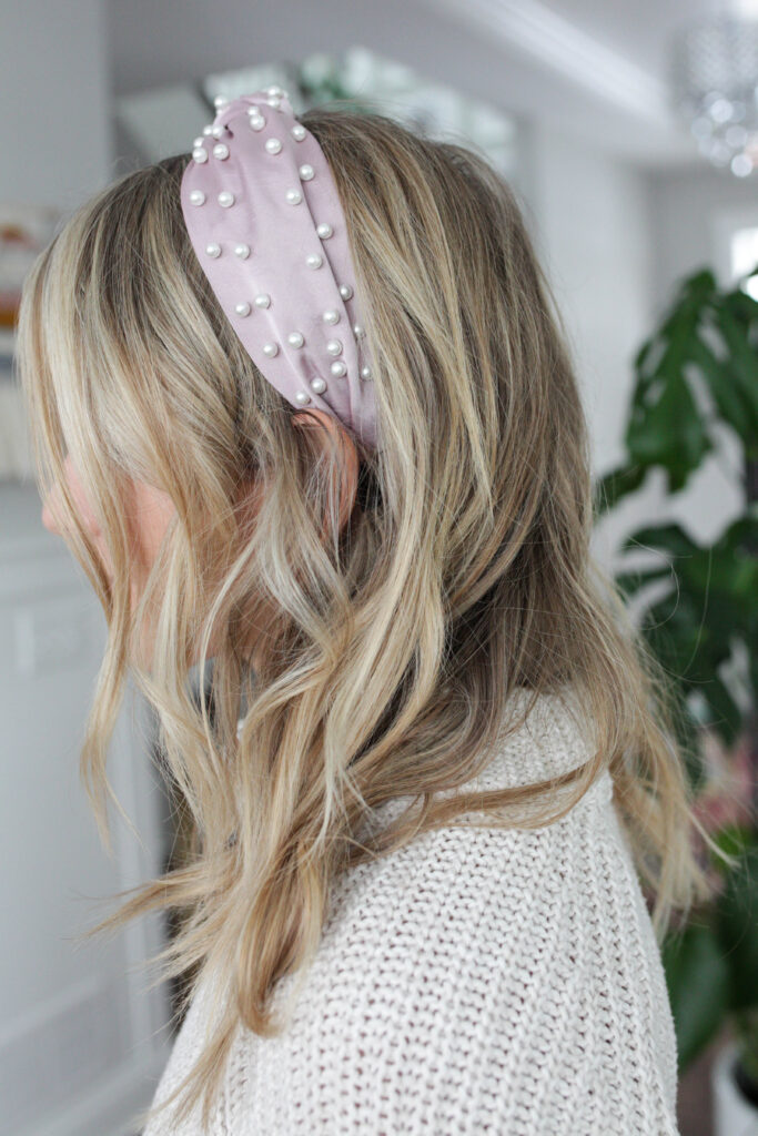 pearl headband in wavy hair