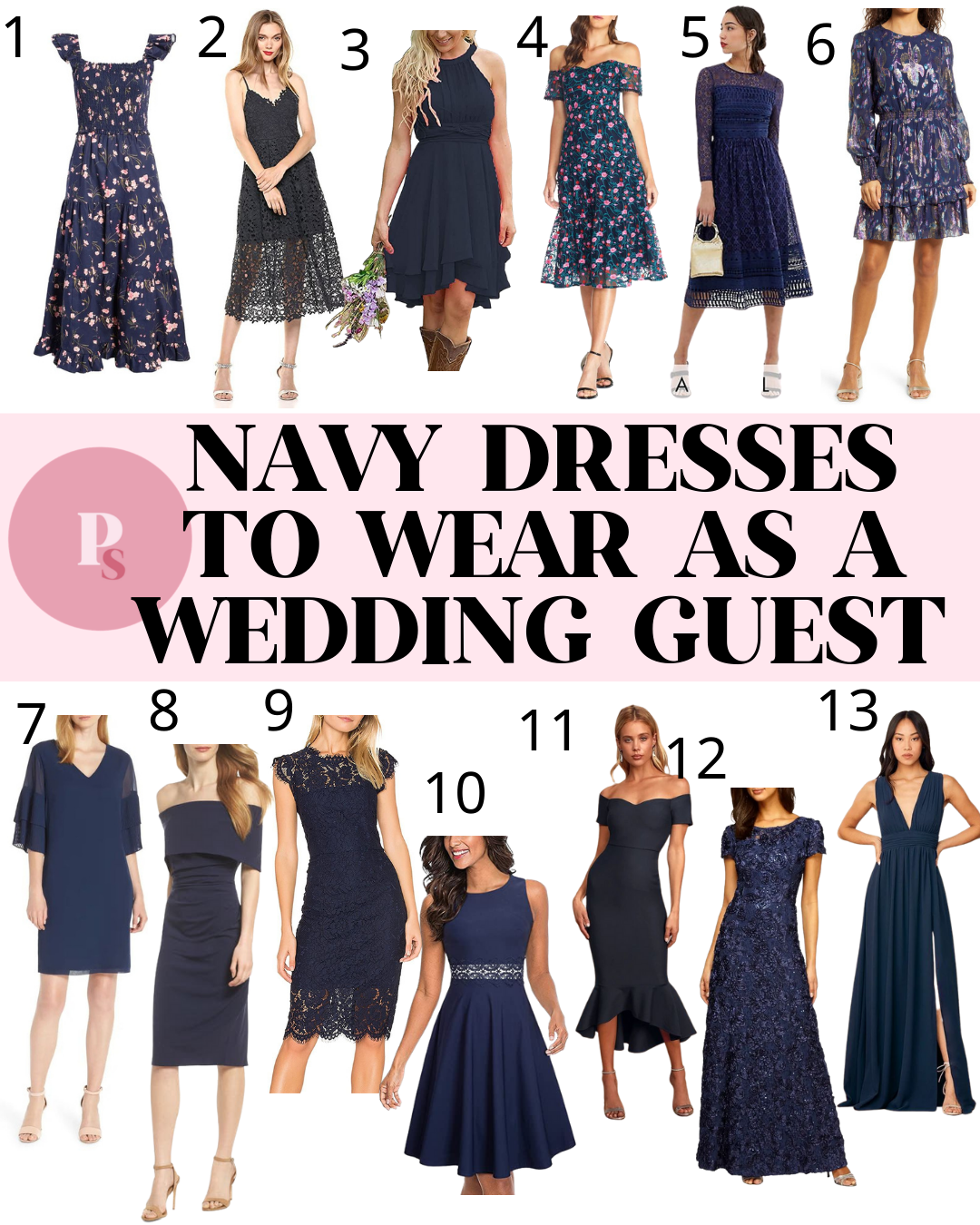 wedding guest navy dress accessories
