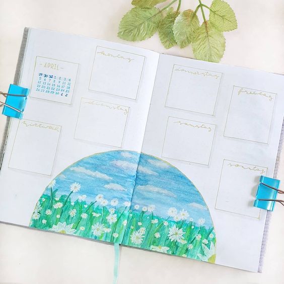 Weekly bullet journal spread via @shooting_star_176