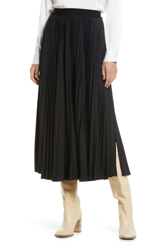 Halogen Pleated Faux Leather Maxi Skirt