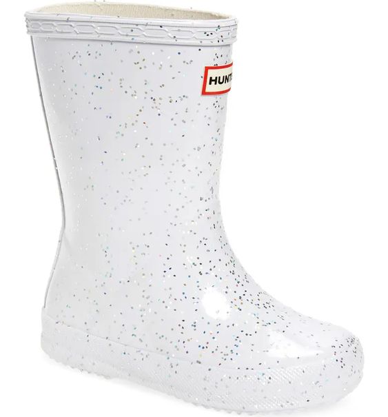 Hunter boots - white with silver glitter