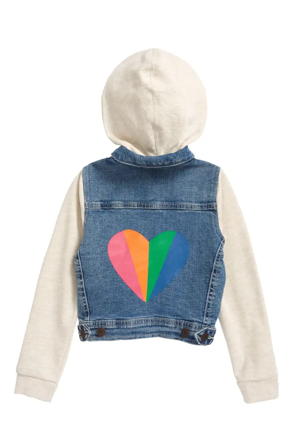 Tucker + Tate Heart Graphic Hooded Denim Jacket in Vintage Wash Heart