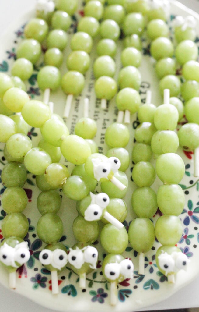 green grapes on a skewer