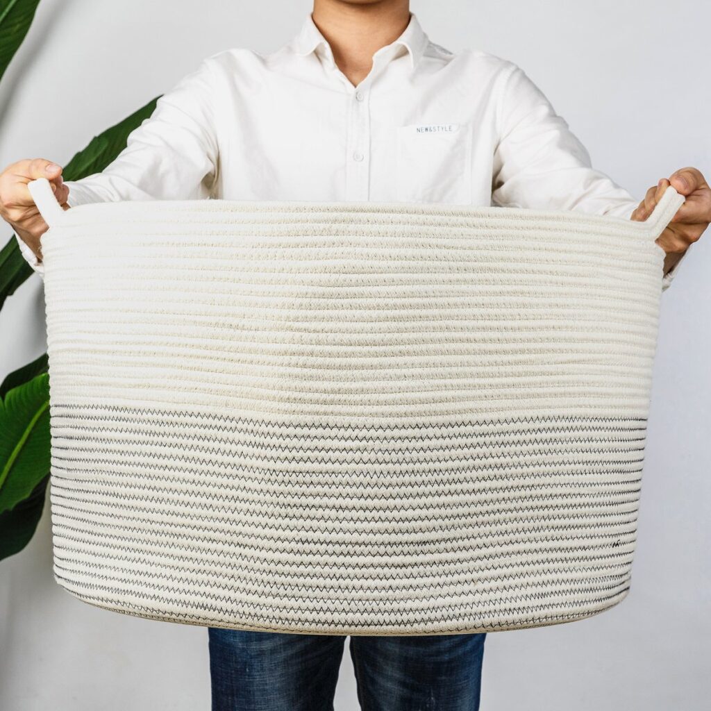 INDRESSME XXXLarge Cotton Rope Basket