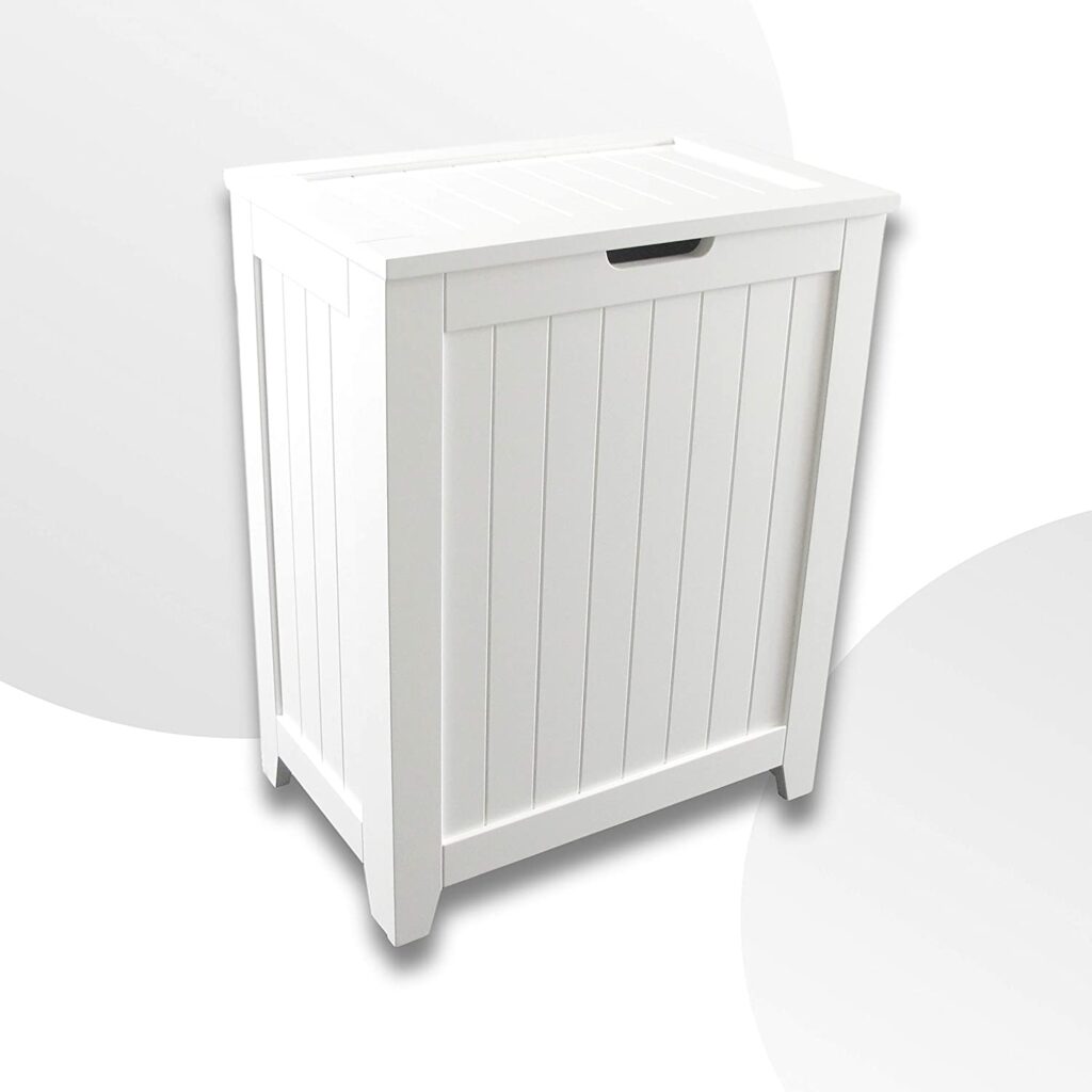 White Wooden Hamper with Flip Lid