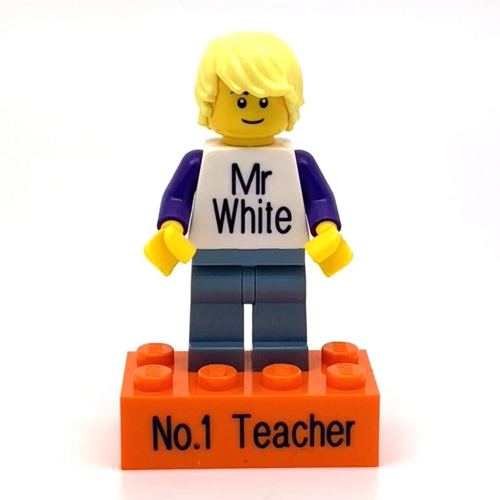 Lego Mini-Fig personalized with teacher name and features