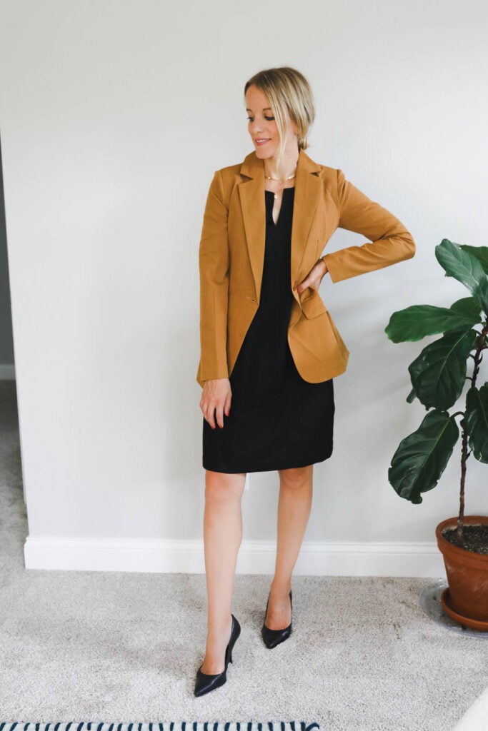 Blazer over 2024 dress professional