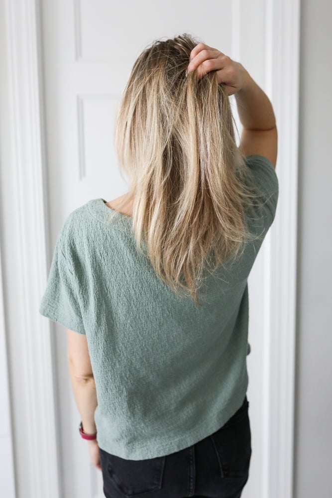 woman with blown dry hair