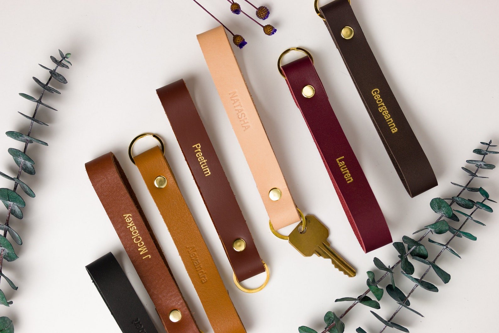 Leather Wristlet Keychain Personalize