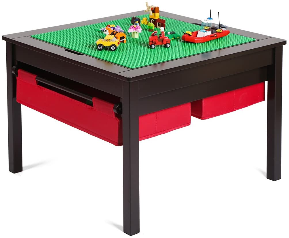 Construction Play Table With Storage Drawers and Built-In Plate