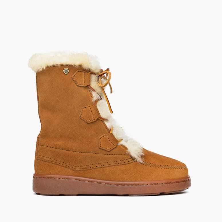 Brown Minnetonka moccasin boot