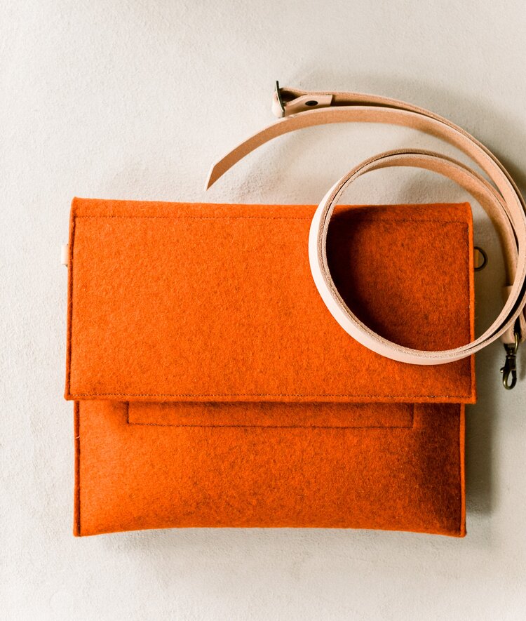 Merino wool felt crossbody bag