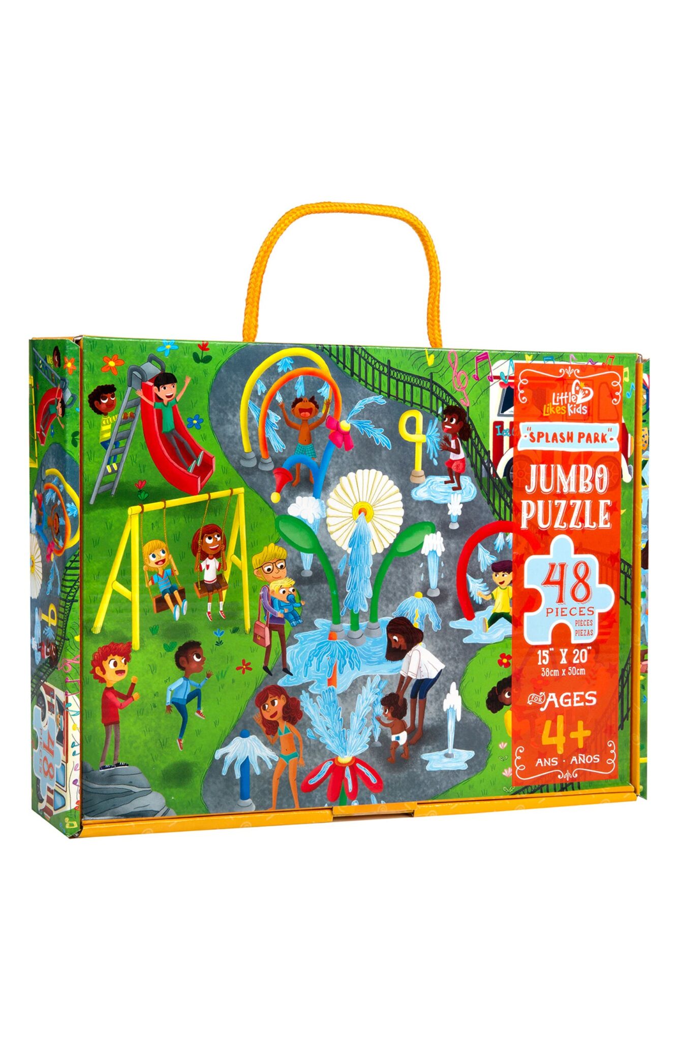 Little Likes Kids - Splash Park Jumbo Puzzle, 48 Pieces, Beginner Jigsaw Floor Puzzle with Multicultural Family Children Preschoolers at Play, Age 4-8