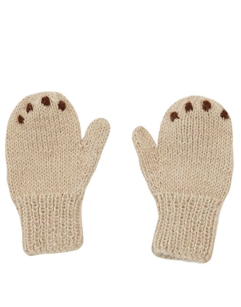 Brown baby mittens with bear claws