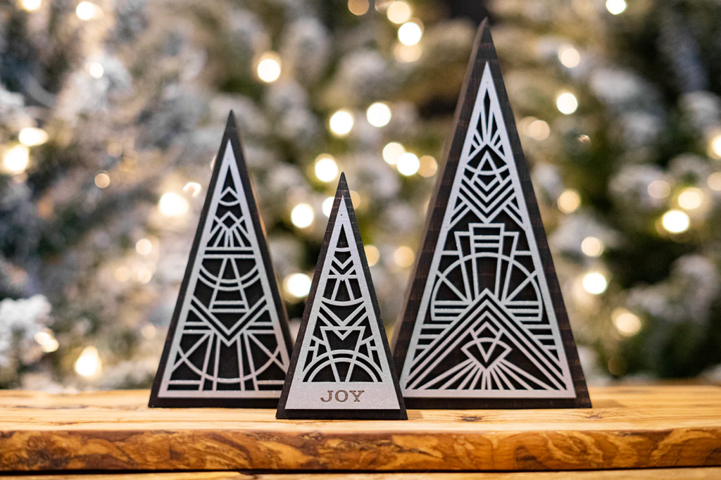 bailey builds Metallic Tree Sets joy