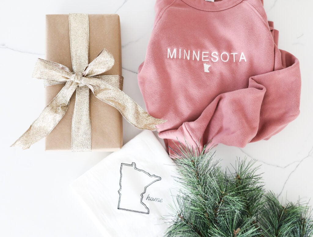 Made in Minn Sweatshirt and towel