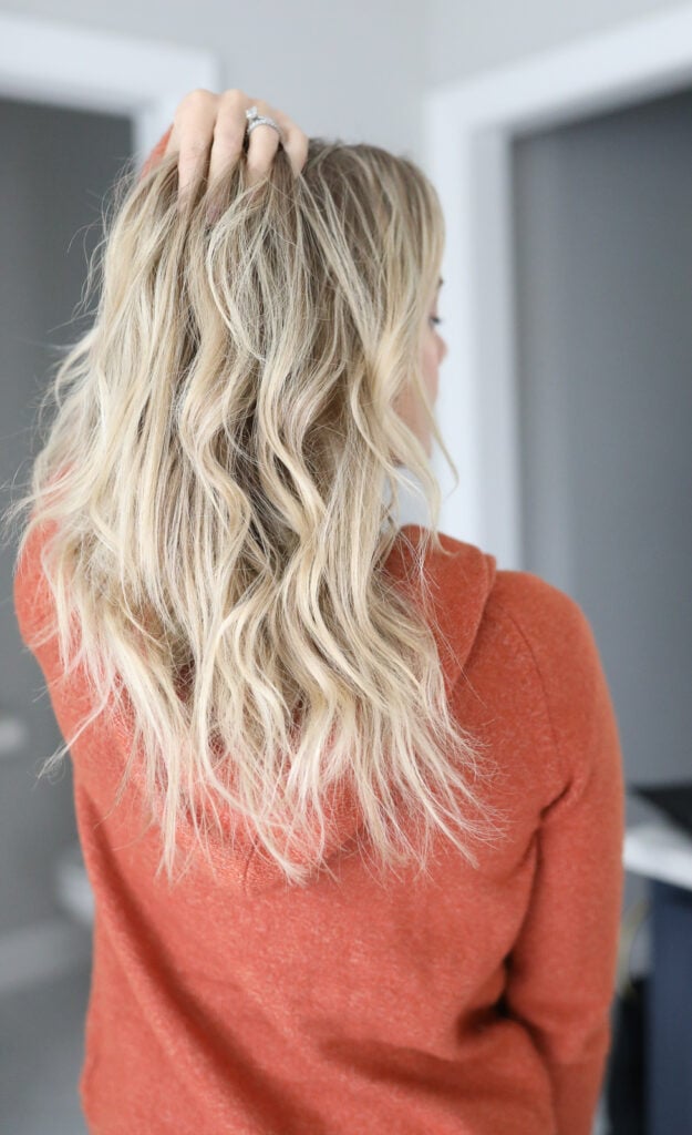 curly blonde hair