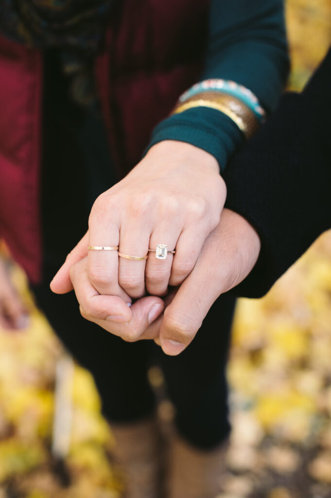 Engagement ring and gold rings