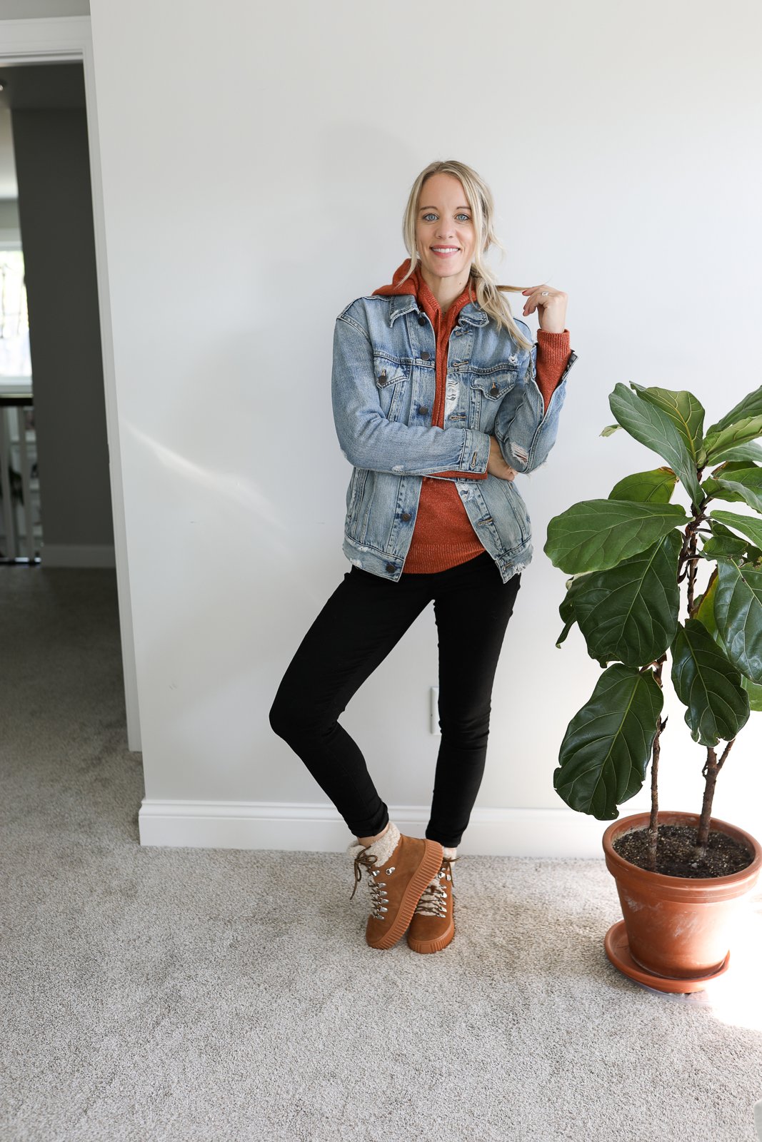 Jean jacket with black jeans outlet outfit