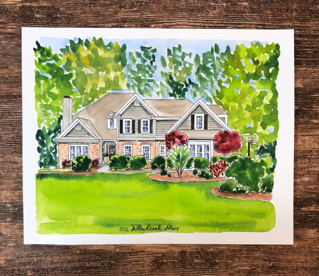 Watercolor painting of a house