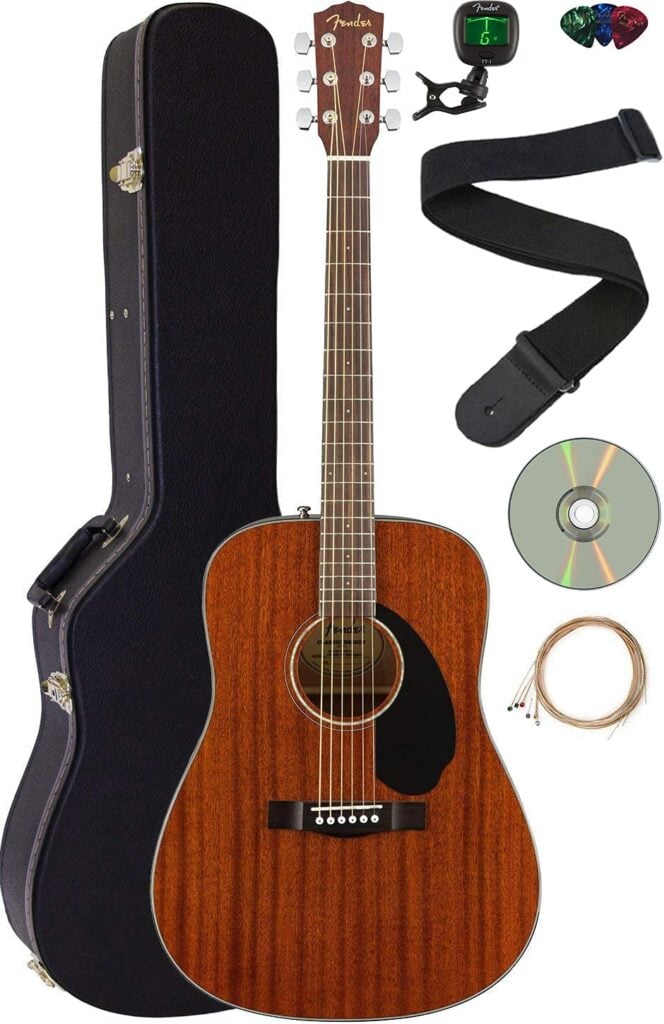 Guitar, case and accessories