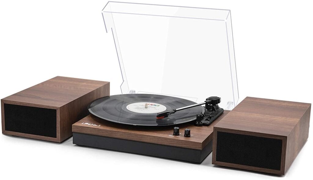Record player with speakers