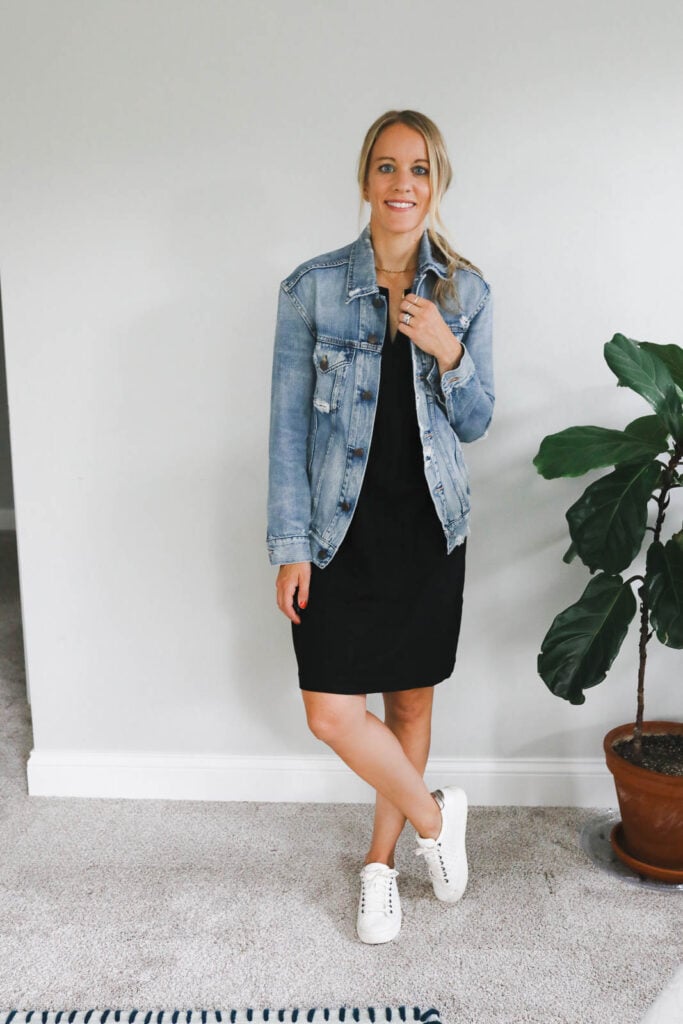 jacket over denim dress