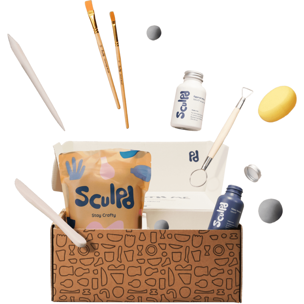 Sculpd box with pottery supplies